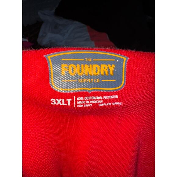 Foundary Men Big &‎ Tall Collard Polo Solid Shirt Short Sleeve Size 3XLT Red - Picture 6 of 8